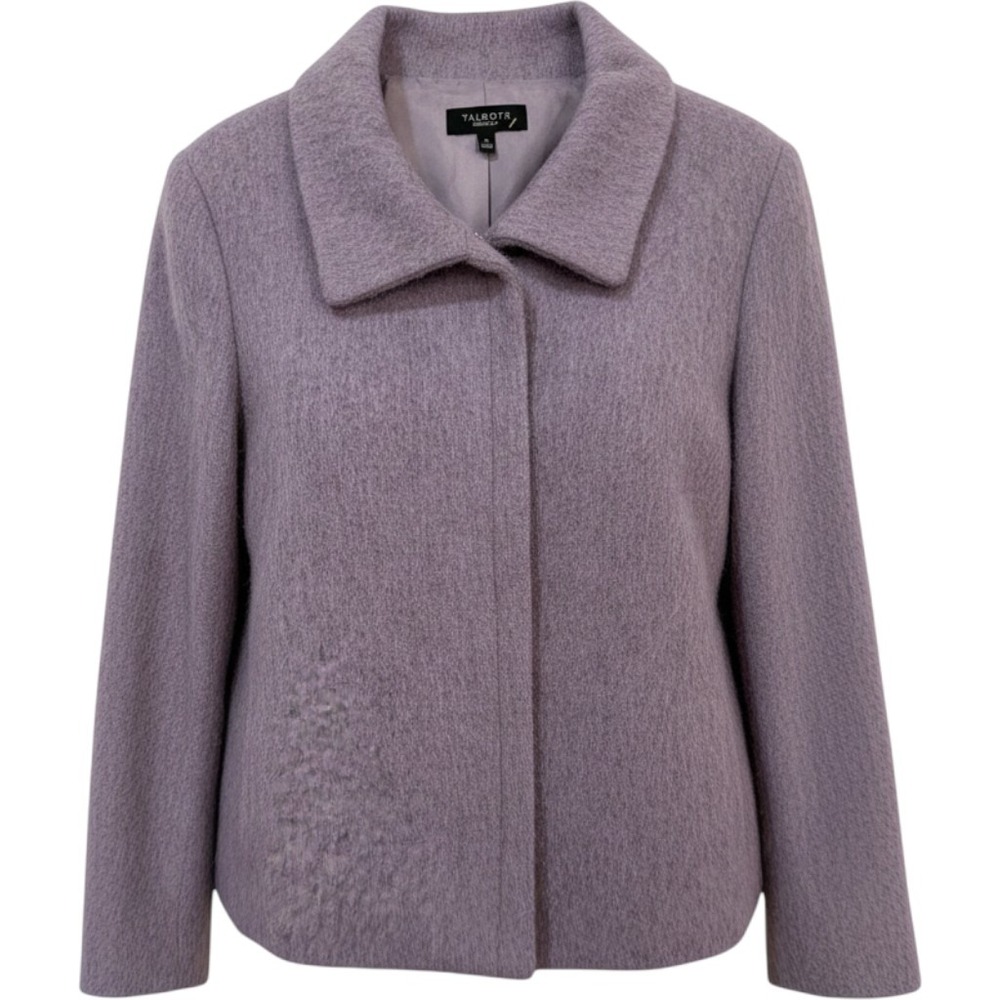 Talbots Jacket 14 Purple Wool Alpaca Mohair Blend Zip Front Collared 1